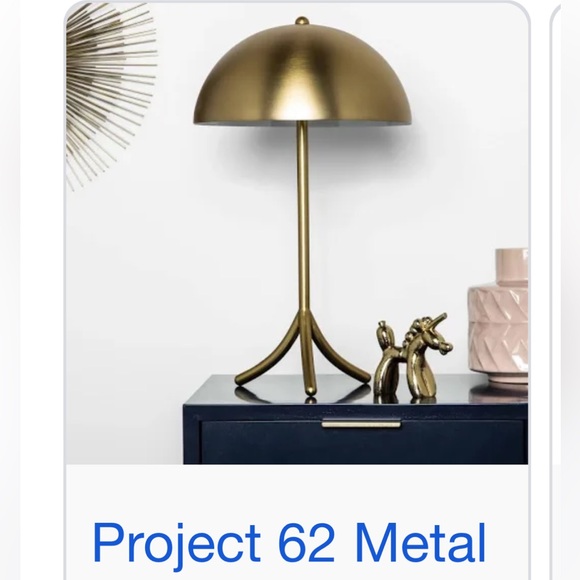 PROJECT 62 • Elegant Gold Brass Dome Shade Metal Table Lamp - Picture 9 of 13